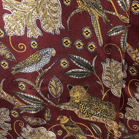 J.Crew Collection Blouse Womens 0 Jungle Cat Print Silk Twill Shirt Maroon AS266 - Picture 11 of 12